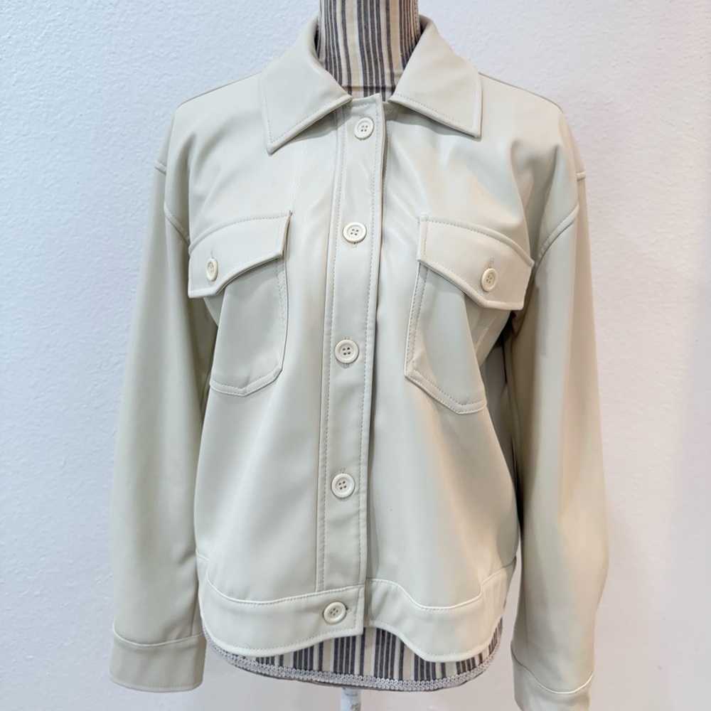 Steve Madden Faux Leather jacket medium Cream - Picture 3 of 9
